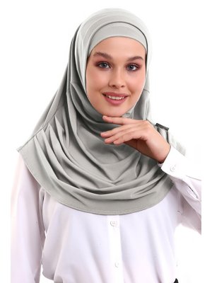 Yetişkin Boneli Hazır Pratik Eşarp Bej