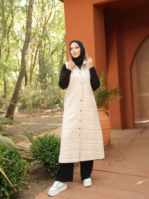 Kapitone Kapüşonlu Cepli Yelek