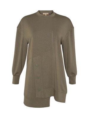 Önü Çıt Detaylı Örme Sweatshirt