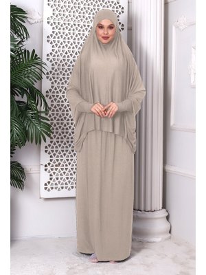 Vizon İki Parça Peçeli Penye Namaz Elbisesi