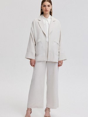 Organze Cep Detaylı Keten Takım