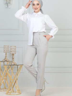 Gri Çift Düğmeli Pantolon Gri Çift Düğmeli Pantolon