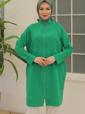 Trend İpek Krep Kumaşlı Sırtı Yıldızlı Fermuarlı Ceket Trend İpek Krep Kumaşlı Sırtı Yıldızlı Fermuarlı Ceket