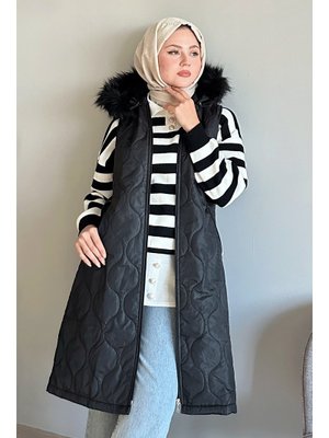 Parke Desen Kapitone Siyah Yelek Parke Desen Kapitone Siyah Yelek