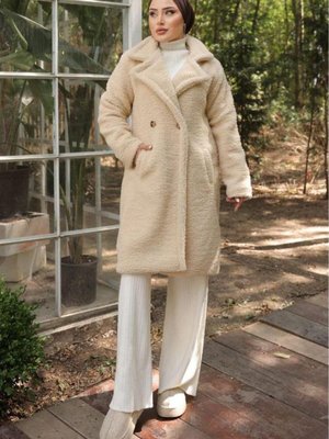 Fleto Cepli Peluş Mont Krem Fleto Cepli Peluş Mont Krem