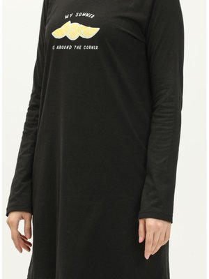 Baskılı Tunik Siyah Baskılı Tunik Siyah