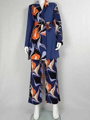 Baskılı Ceketli Takım Mavi Baskılı Ceketli Takım Mavi