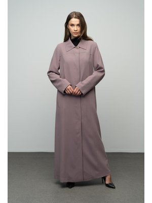 Vizon Gömlek Yaka Robadan Kuplu Büyük Beden Astarlı Pardesü
