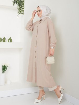 Bej Yırtmaçlı Viskon Tunik Bej Yırtmaçlı Viskon Tunik