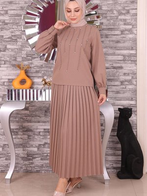 Vizon İnci Ve Taş Detaylı Takım