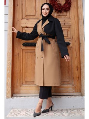 Camel Kolu Garnili Trençkot Camel Kolu Garnili Trençkot