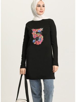 Baskılı Tunik Siyah Baskılı Tunik Siyah