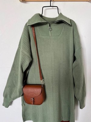 Mınt Yakası Fermuarlı Kendınden Çizgili Tunik