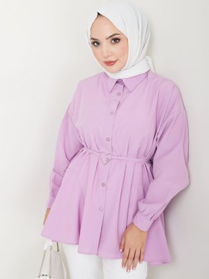 Mor Gömlek Yaka Kalp Detaylı Tunik Mor Gömlek Yaka Kalp Detaylı Tunik