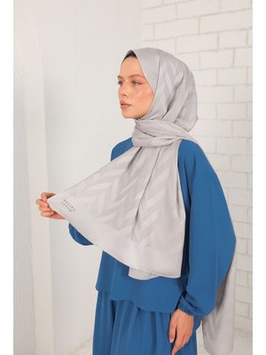 Gri Zikzak Desenli Şal