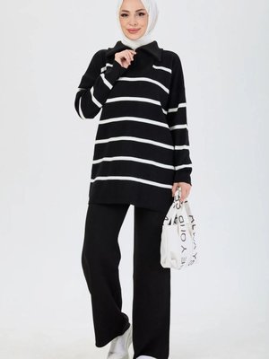Çizgili Triko Takım Tunik
