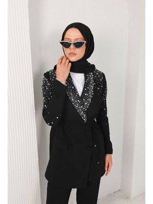 Siyah Sarmal Desenli Şal