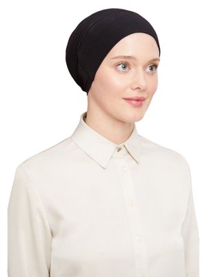 Lastikli Silikonlu Kaymaz Bone Siyah