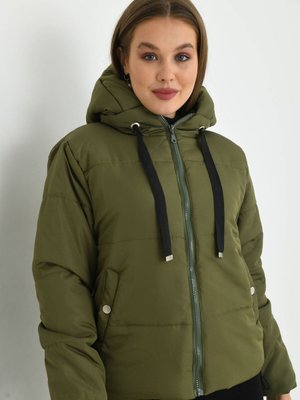 Haki Kapitone Kısa Mont Haki Kapitone Kısa Mont