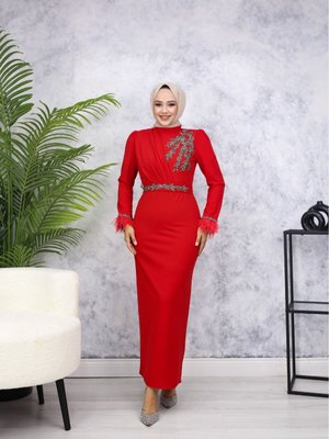 Kırmızı Öykü Abiye Elbise Kırmızı Öykü Abiye Elbise