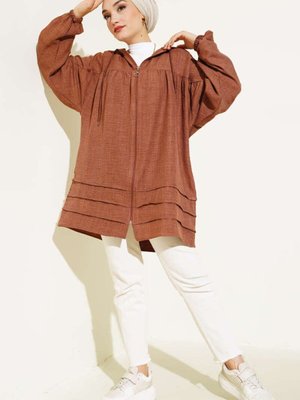 Kahverengi Yarasa Kol Keten Kapüşonlu Kap Siyah Kahverengi Yarasa Kol Keten Kapüşonlu Kap Siyah