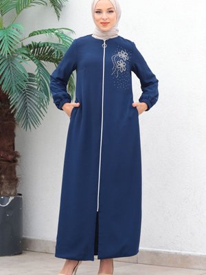 İndigo Fermuarlı Şifon Abiye Ferace İndigo Fermuarlı Şifon Abiye Ferace