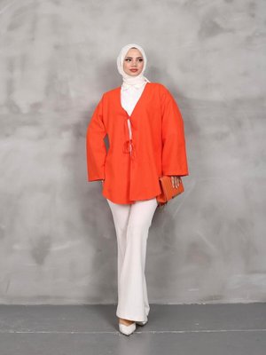 Oranj Önü Bağlamalı Kimono Tunik