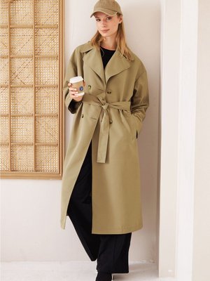 Oversize Astarlı Trençkot Olive Oversize Astarlı Trençkot Olive
