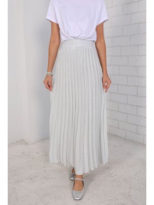 Gri Simli Triko Etek