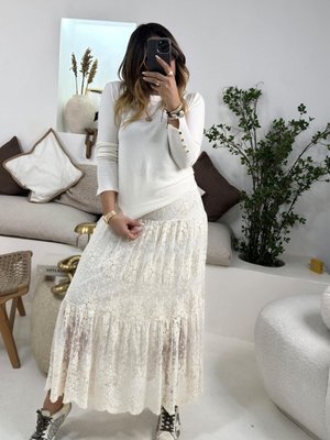 Taş İthal Dantel Kumaş Uzun Etek