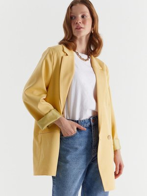 Tek Düğmeli Blazer Ceket Sarı Tek Düğmeli Blazer Ceket Sarı