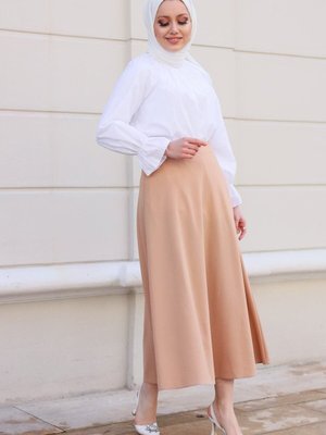 Sütlü Kahve Uzun Kloş Etek Sütlü Kahve Uzun Kloş Etek