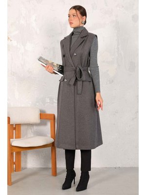 Antrasit Kaşe Uzun Yelek