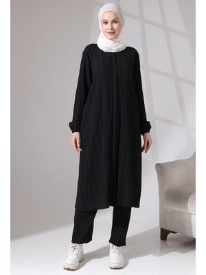 Siyah Bürümcük Kumaş Gizli Fermuarlı İkili Takım Hac Umre Kıyafeti Siyah Bürümcük Kumaş Gizli Fermuarlı İkili Takım Hac Umre Kıyafeti