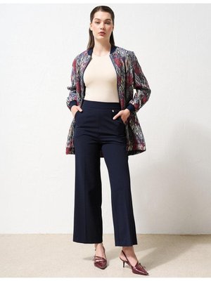 Ütü İzli Geniş Paça Pantolon Lacivert