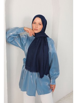 Lacivert Sarmal Desenli Şal