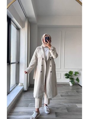 Kemerli Trençkot Astarlı