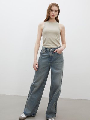 Wıde Leg Denım Pantolon Koyu Mavi Wıde Leg Denım Pantolon Koyu Mavi