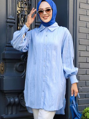 Düğmeli Mavi Tunik Düğmeli Mavi Tunik