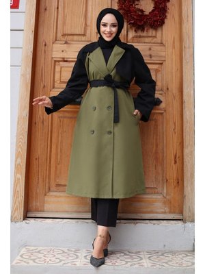 Haki Kolu Garnili Trençkot Haki Kolu Garnili Trençkot