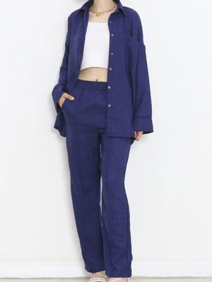 Keten Gömlek Takım Lacivert Keten Gömlek Takım Lacivert