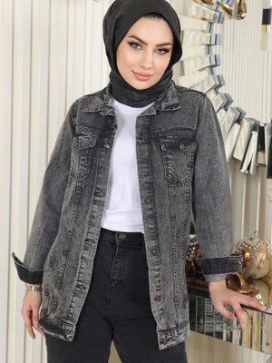 Füme Düğmeli Kot Ceket Füme Düğmeli Kot Ceket