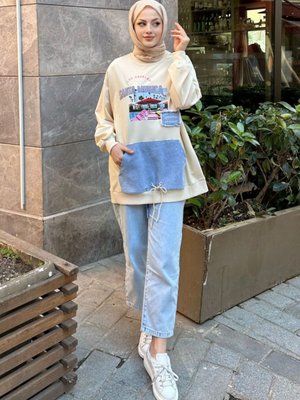 Los Angeles Denim Sweat Bej Los Angeles Denim Sweat Bej