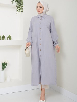 Gri Yırtmaçlı Viskon Tunik Gri Yırtmaçlı Viskon Tunik