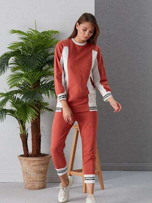 Love Baskılı Dar Kalıp İkili Kiremit Takım