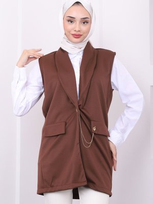 Kahverengi Zincir Detaylı Yelek Kahverengi Zincir Detaylı Yelek