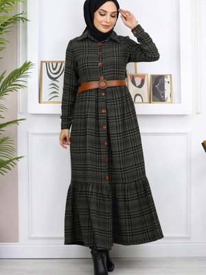 Haki Düğme Detaylı Şanel Elbise Haki Düğme Detaylı Şanel Elbise