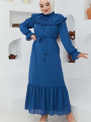 İndigo Roba Volanlı Elbise