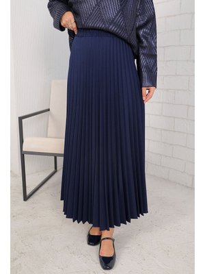 Lacivert Piliseli Etek