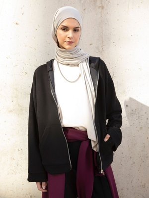 Fermuarlı Yumuşak Dokulu Sweatshirt Siyah Fermuarlı Yumuşak Dokulu Sweatshirt Siyah